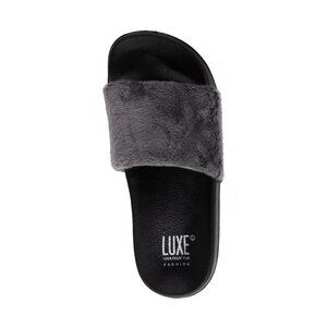 Luxe Fashion Classic Faux Sheepskin Women Slides | 1-Piece | Grey
